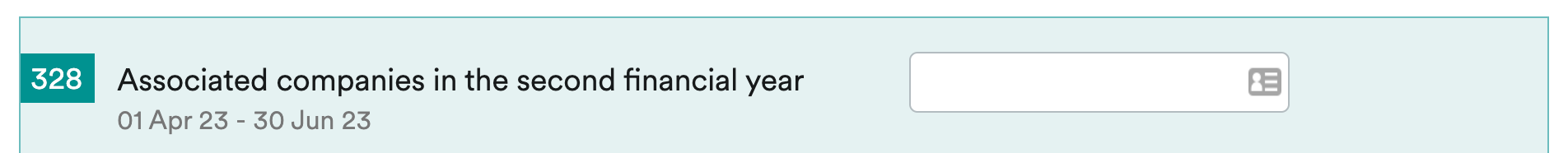 Box 328 for detailing 'Associated companies in the second financial year'.