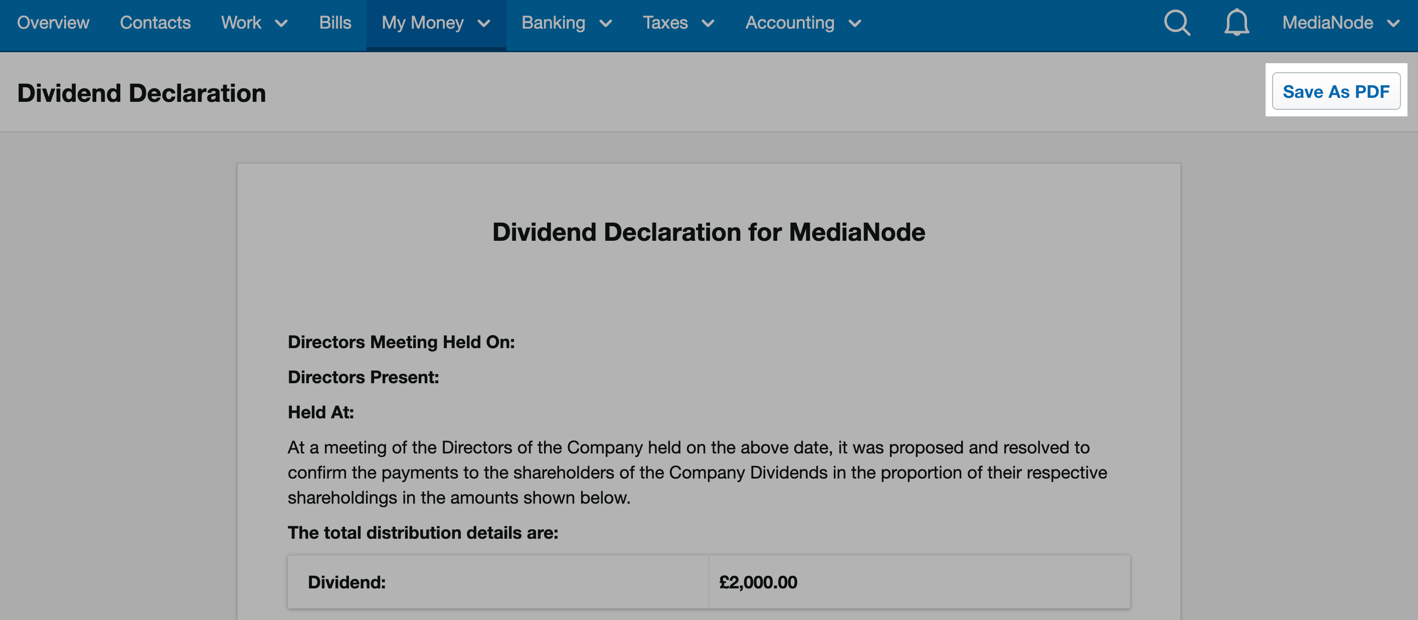 dividend certificate template