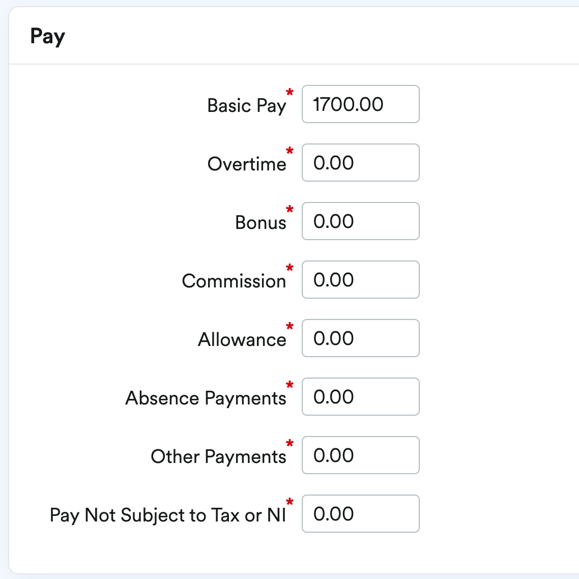 Pay section of payslip.