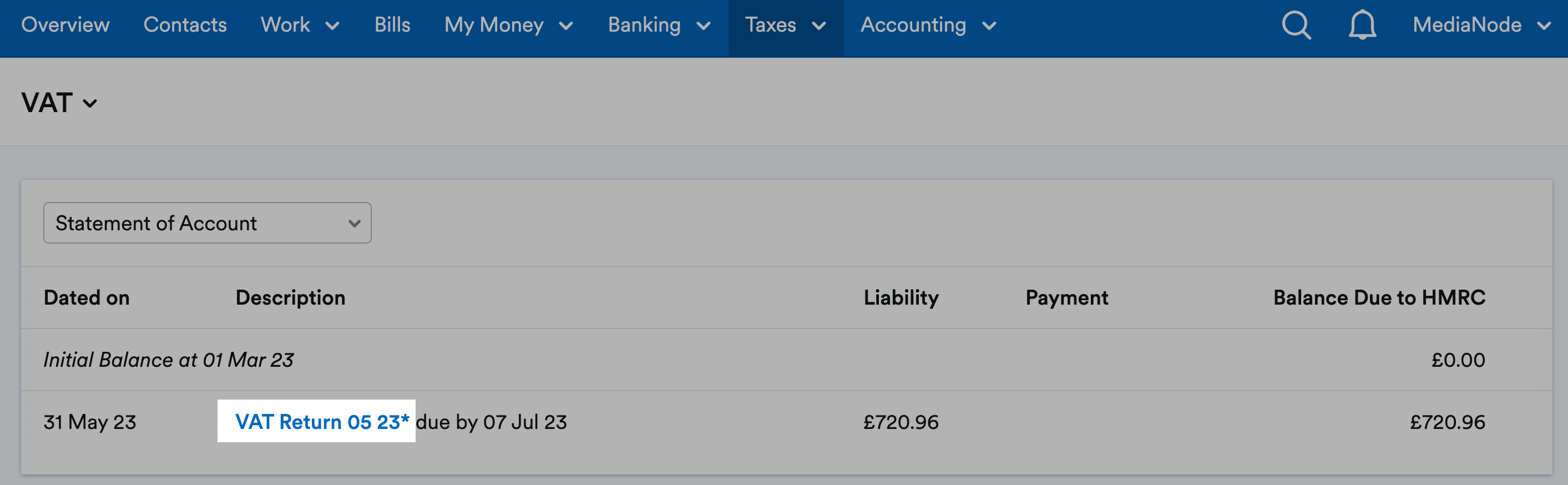 VAT return highlighted