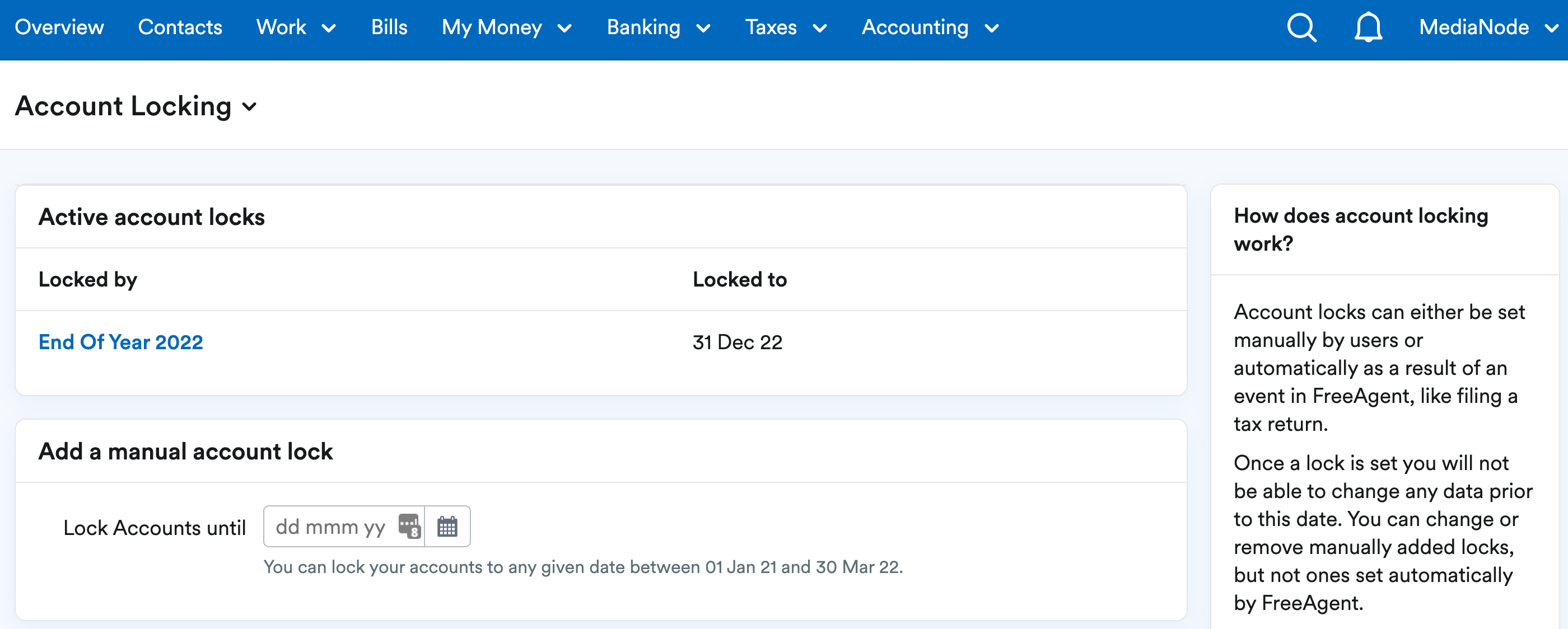 Account locking screen