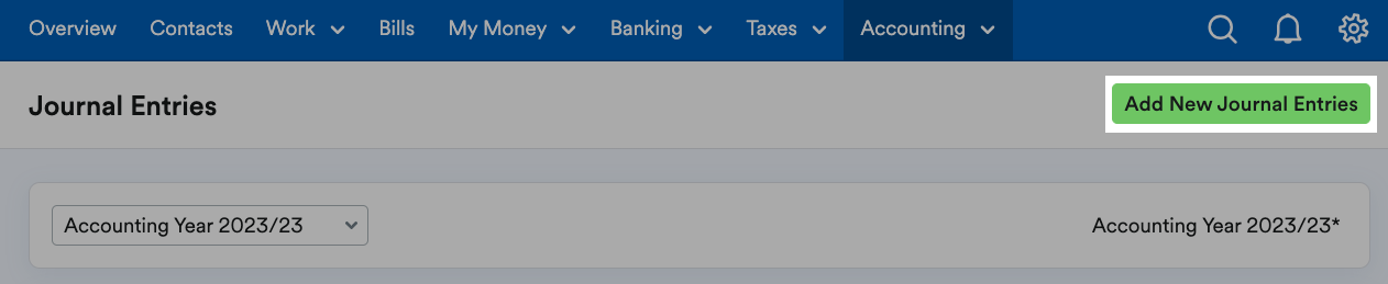 Add New Journal Entries button highlighted