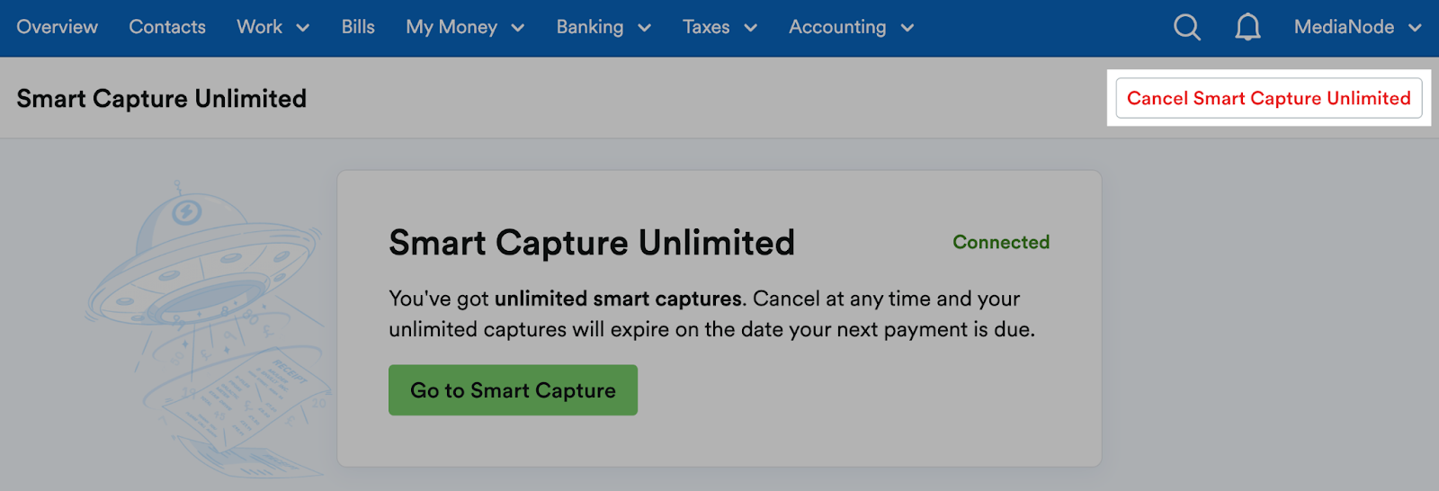 'Cancel Smart Capture Unlimited' highlighted on Smart Capture Unlimited page.
