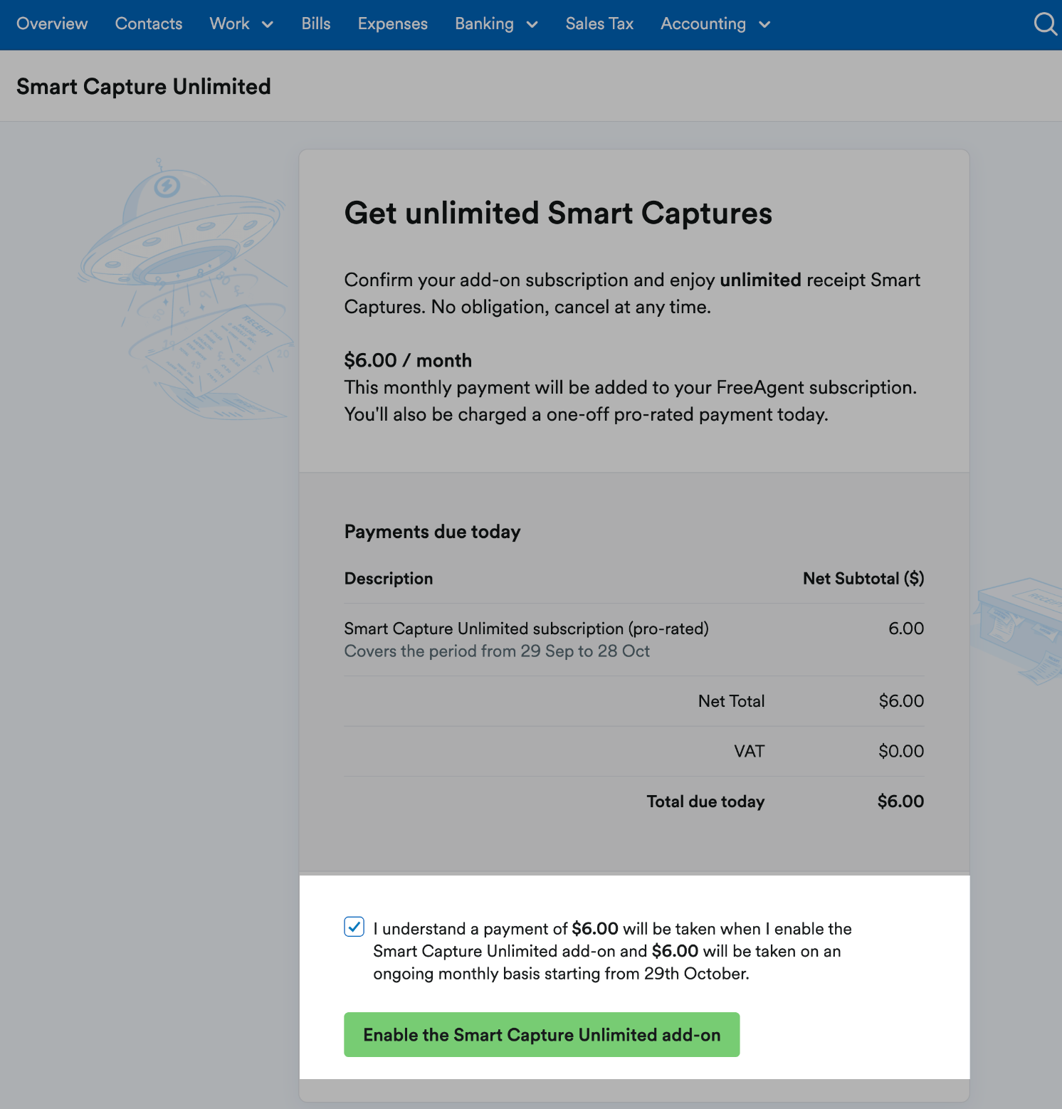 'Enable the Smart Capture Unlimited add-on' highlighted on Smart Capture Unlimited page.