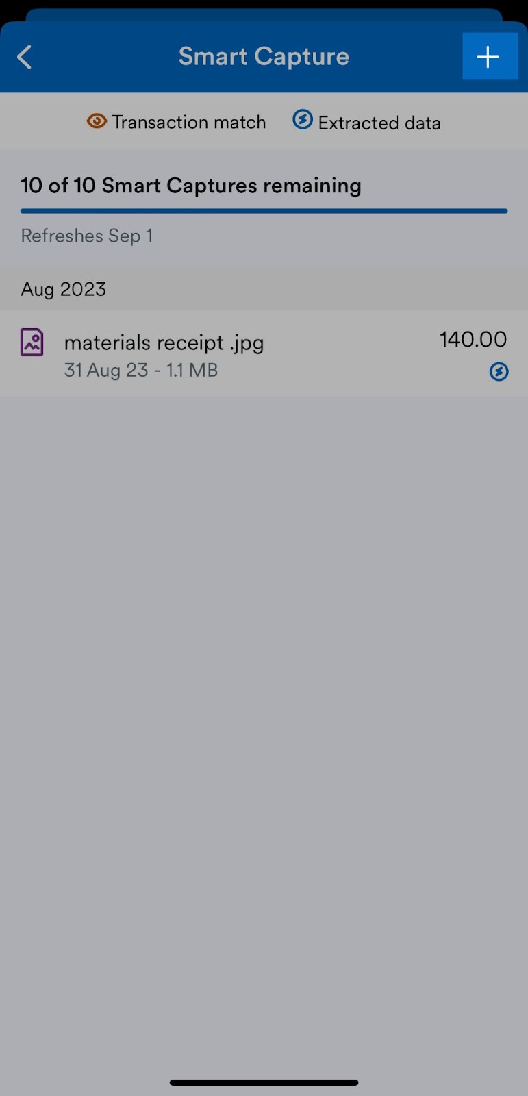 Smart Capture area with plus button in top-right highlighted