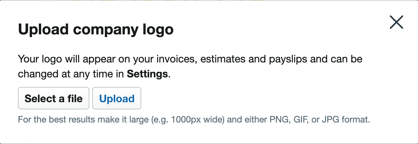 Upload logo modal