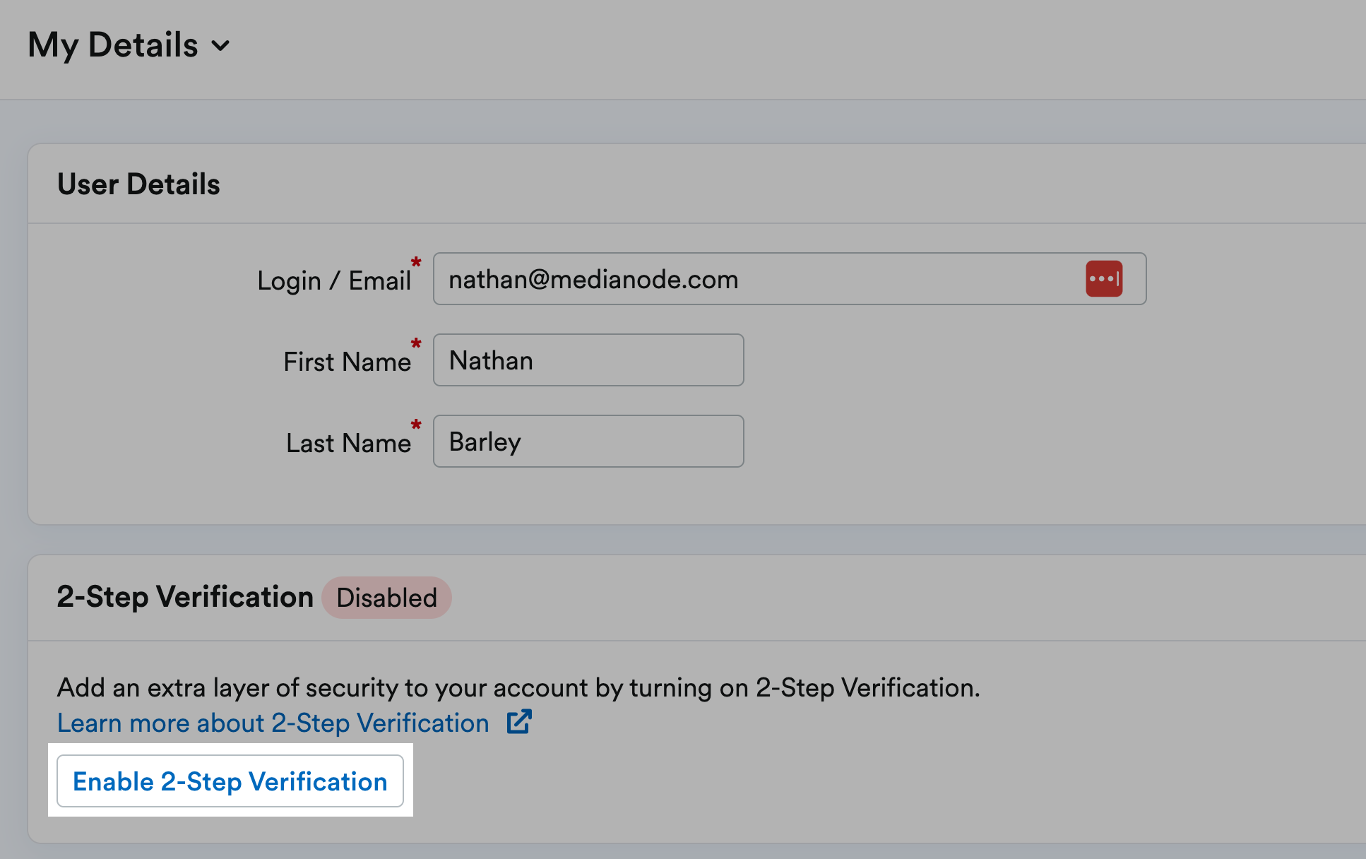 My details page with enable 2-Step Verification highlghted.png
