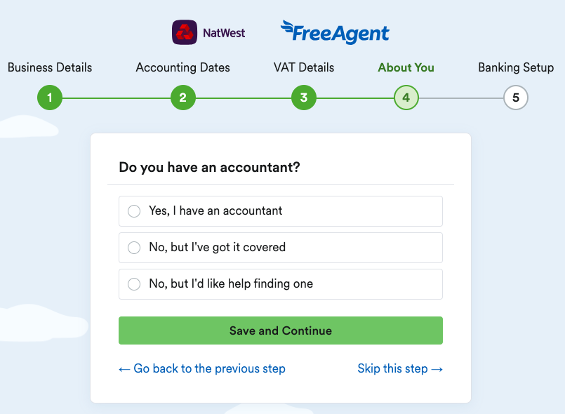 First About You page with options for having, not needing, or wanting an accountant..png