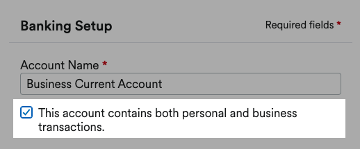Checkbox for account having both personal and business transactions on Banking Setup page..png