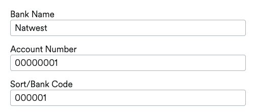 Boxes to input Bank Name, Account Number, and Sort:Bank Code on Banking Setup page..png