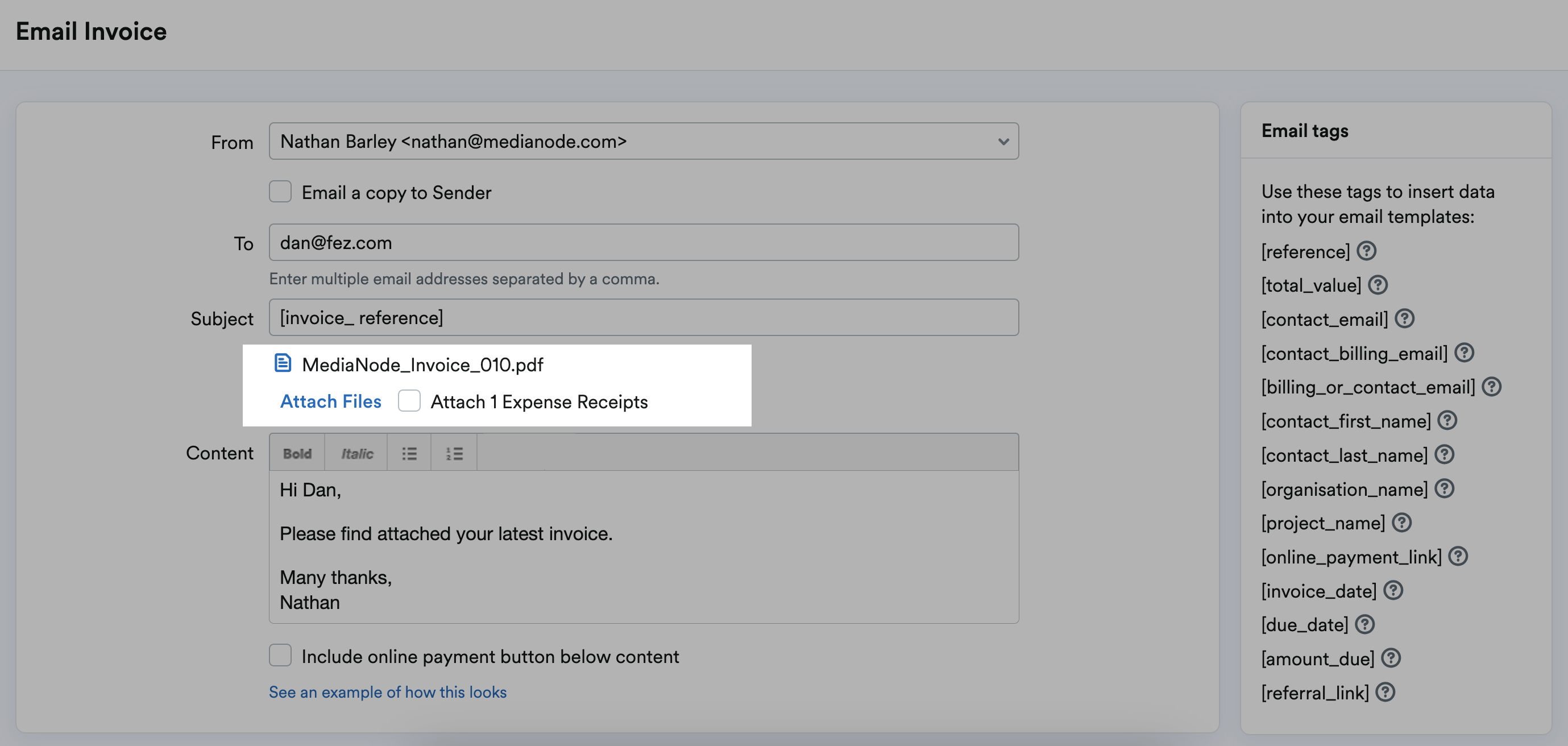 Attach expense receipts highlighted