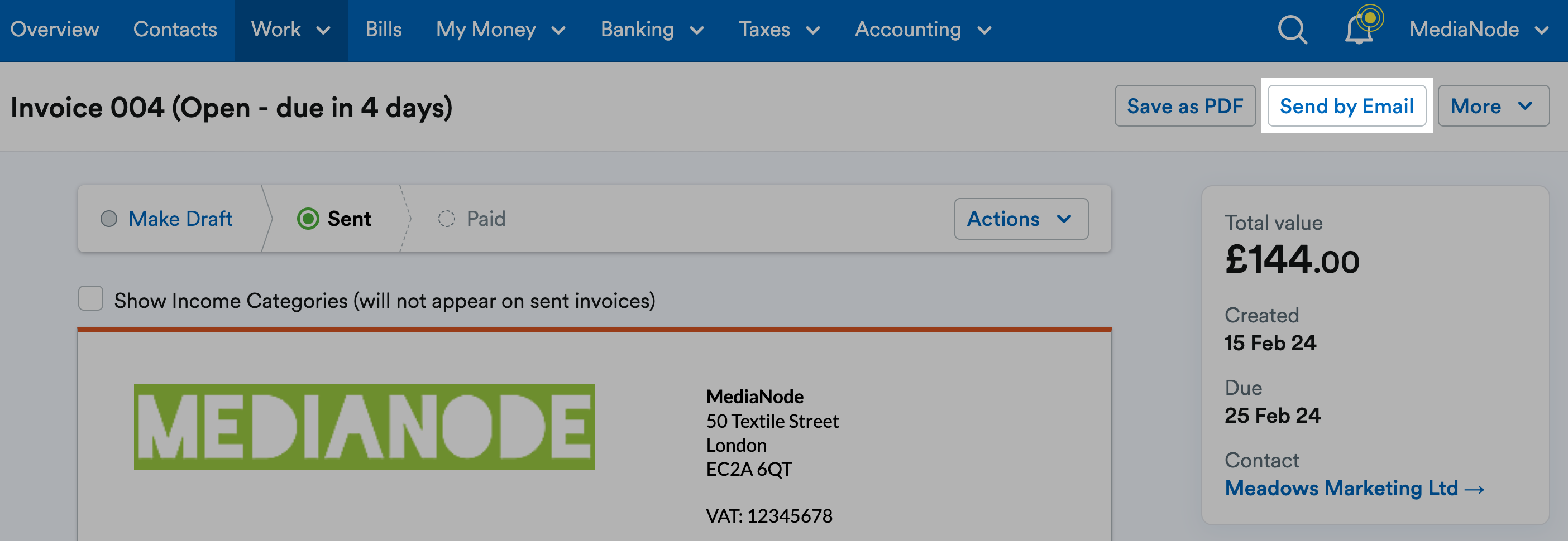 Send Email button highlighted