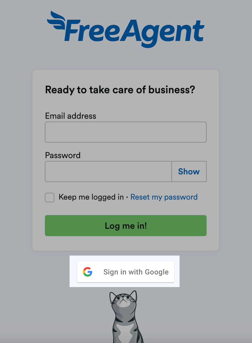 Sign in with Google button highlighted on the login page.