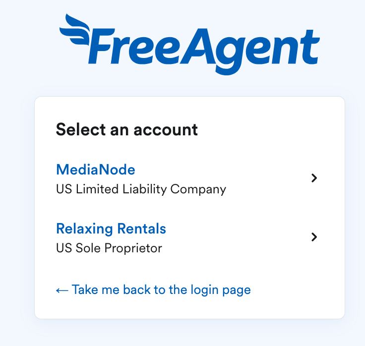 Multiple example accounts shown for selection above button to Take me back to the login page..png
