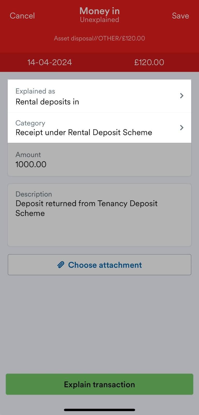 Explaining a rental deposit repaid to a tenant using the FreeAgent