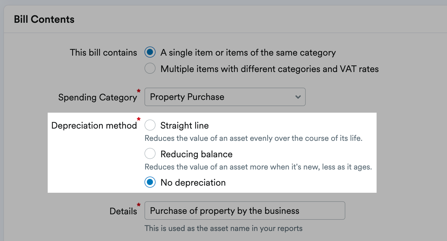 No depreciation highlighted
