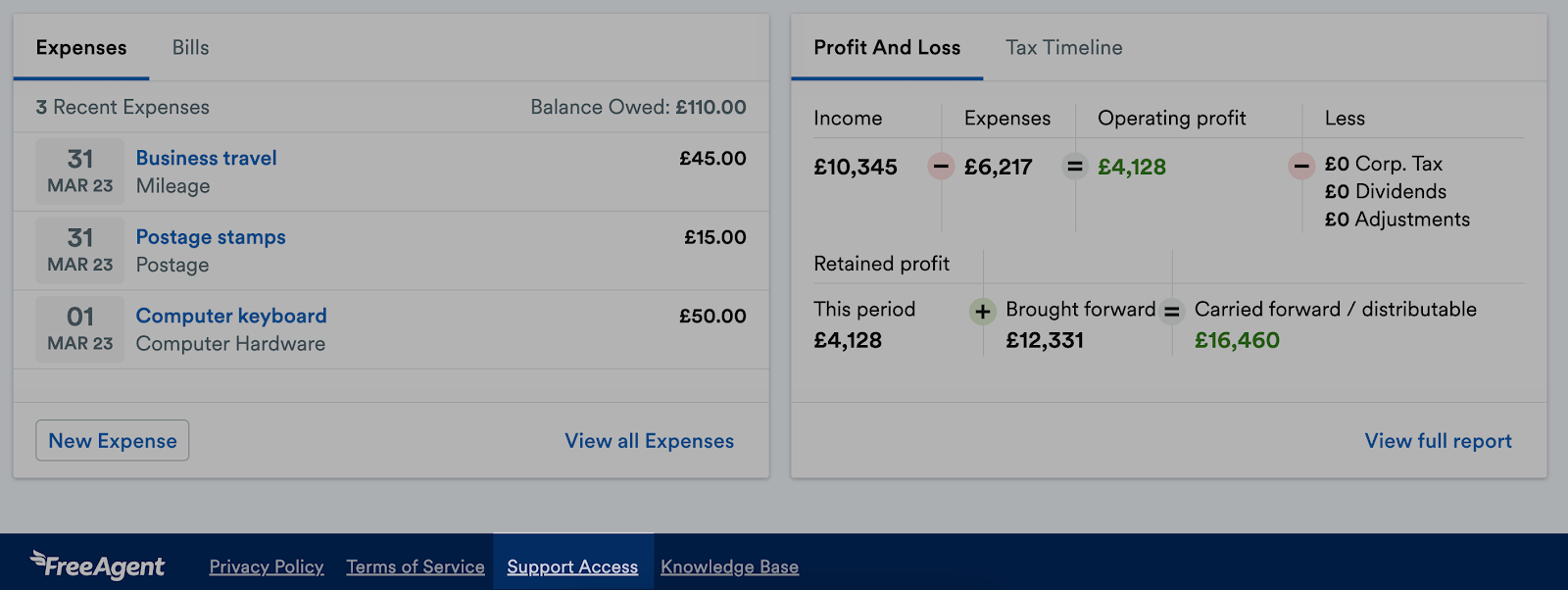 Support Access button highlighted at bottom of webpage between Terms of Service and Knowledge Base..png