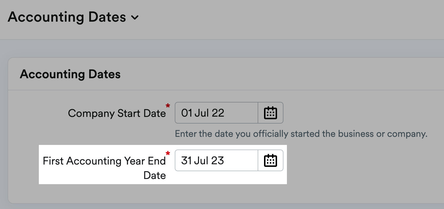 Accounting Year End Date