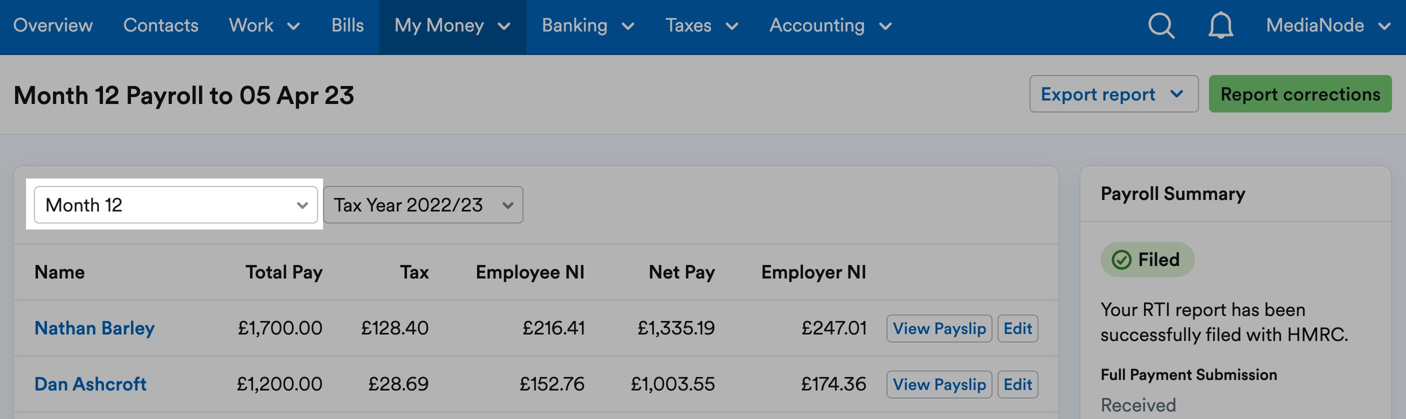 Month [x] highlighted as selection from drop-down menu.