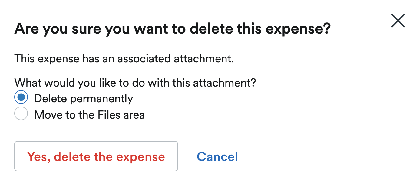 Option for deleting attached files or moving them back to the files area