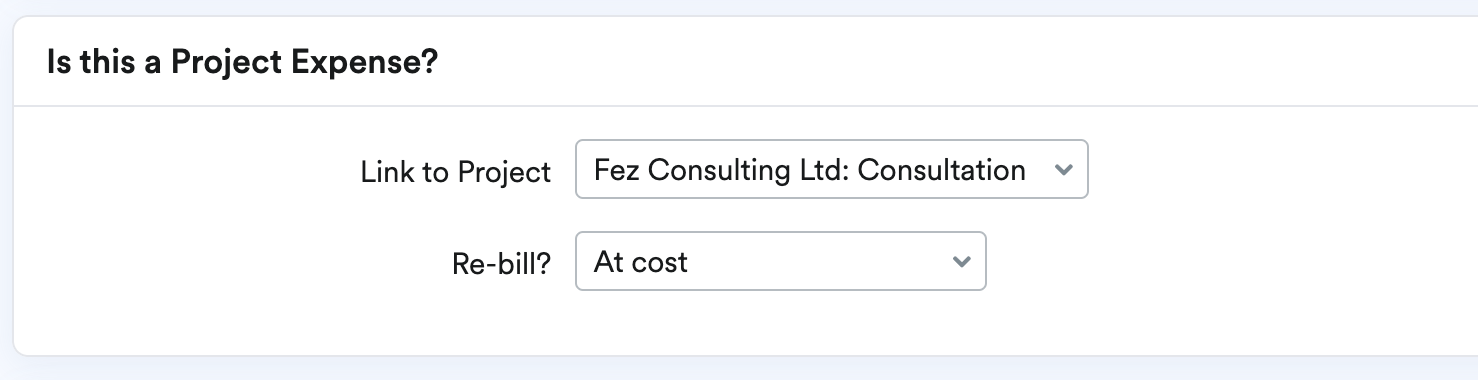 Options to link to Project and re-bill.