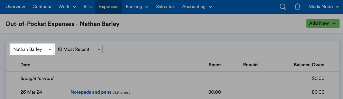User selected from drop down menu.