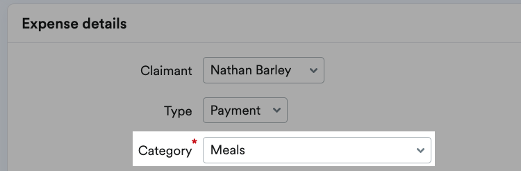 Meals selected as Category.