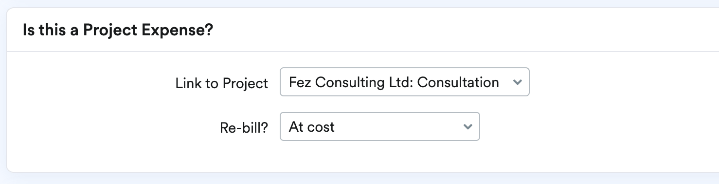Options to Link to Project and re-bill.