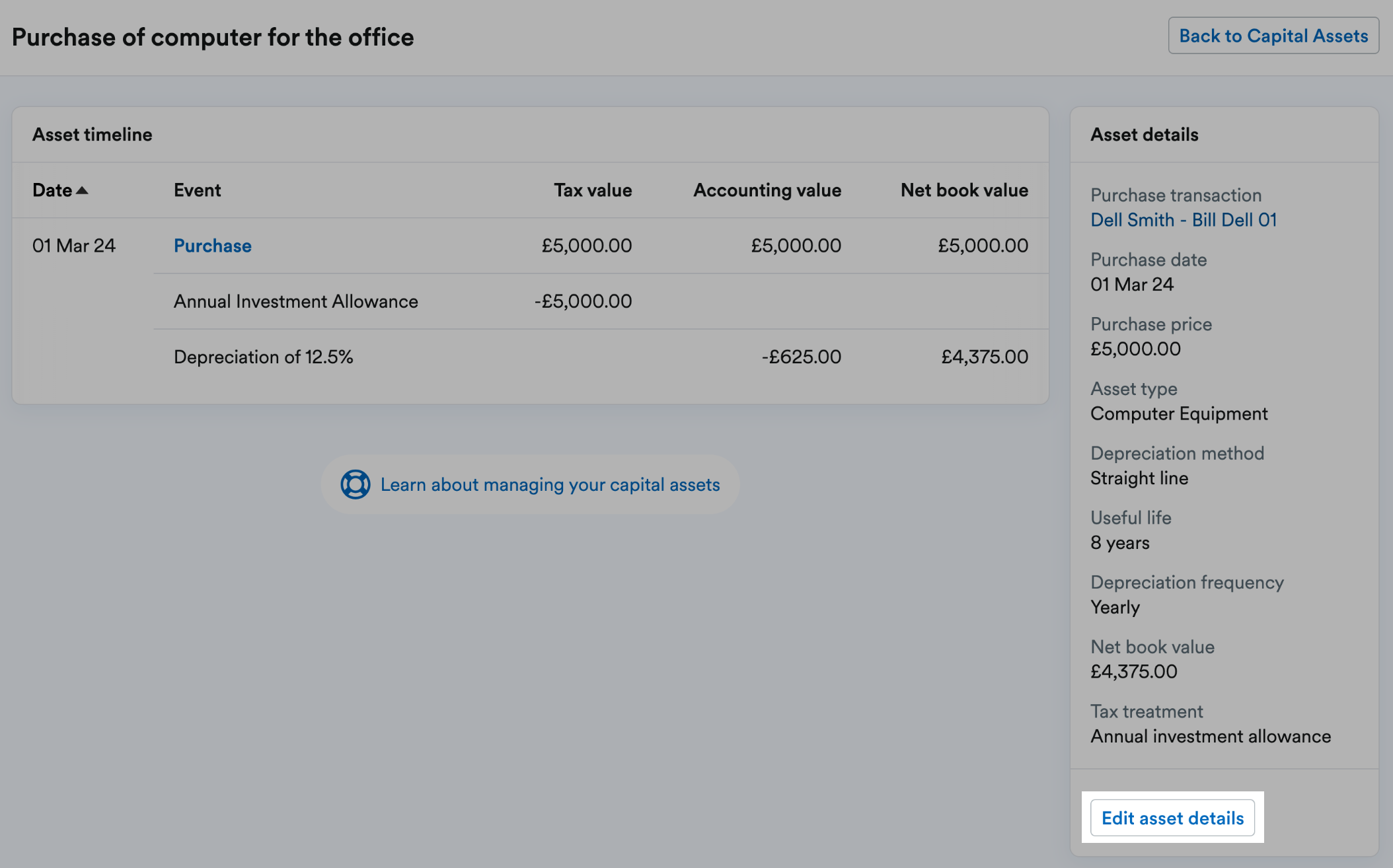 edit asset details button highlighted