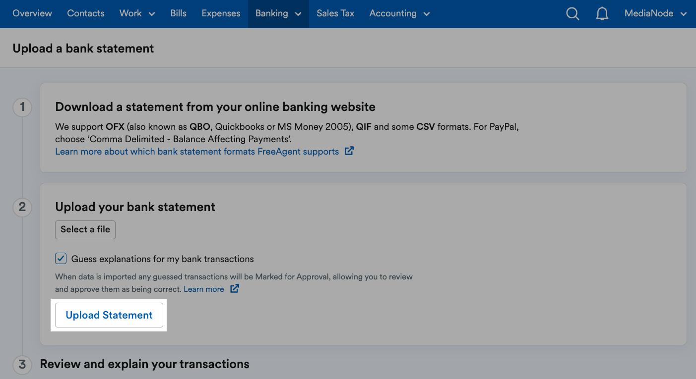 ‘Upload statement’ button highlighted on the ‘Upload a bank statement’ page..png