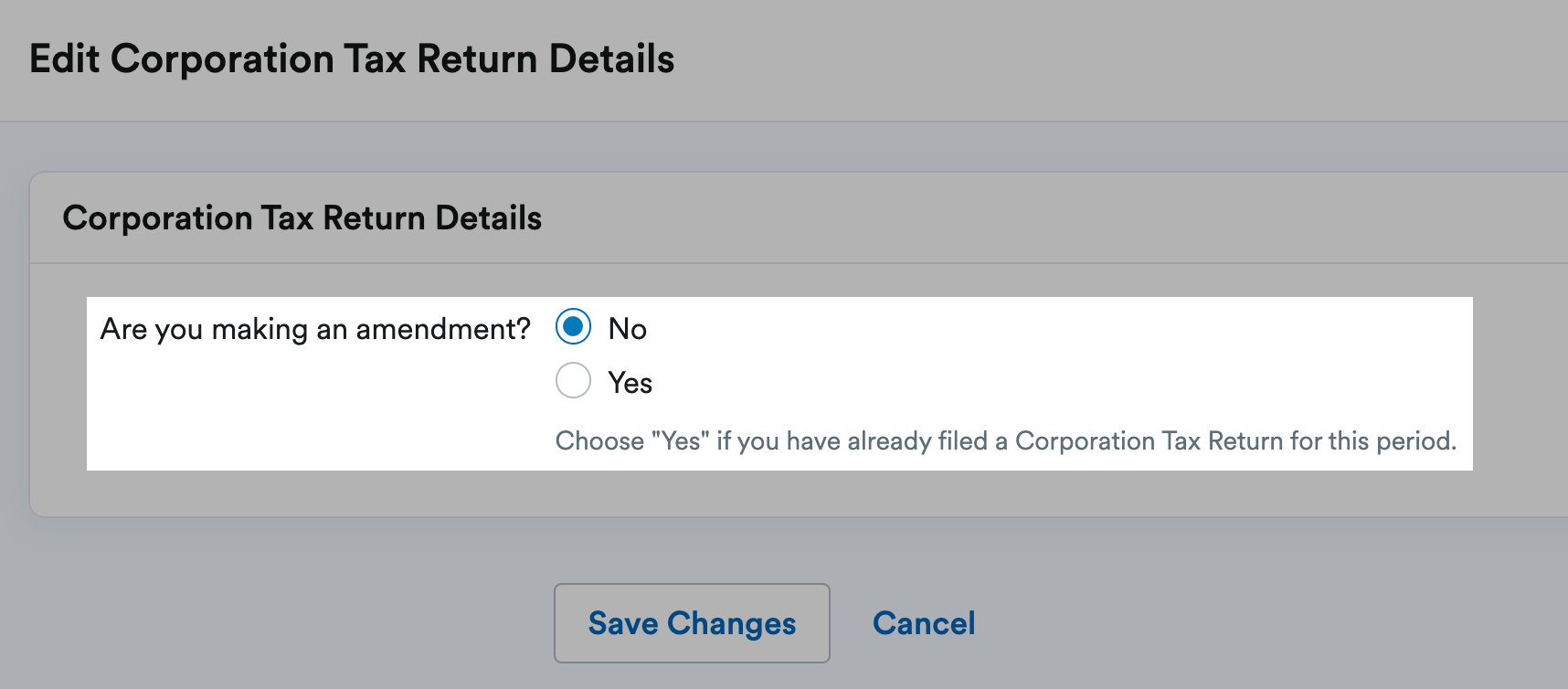 Are you making an ammendment option set to 'No'.