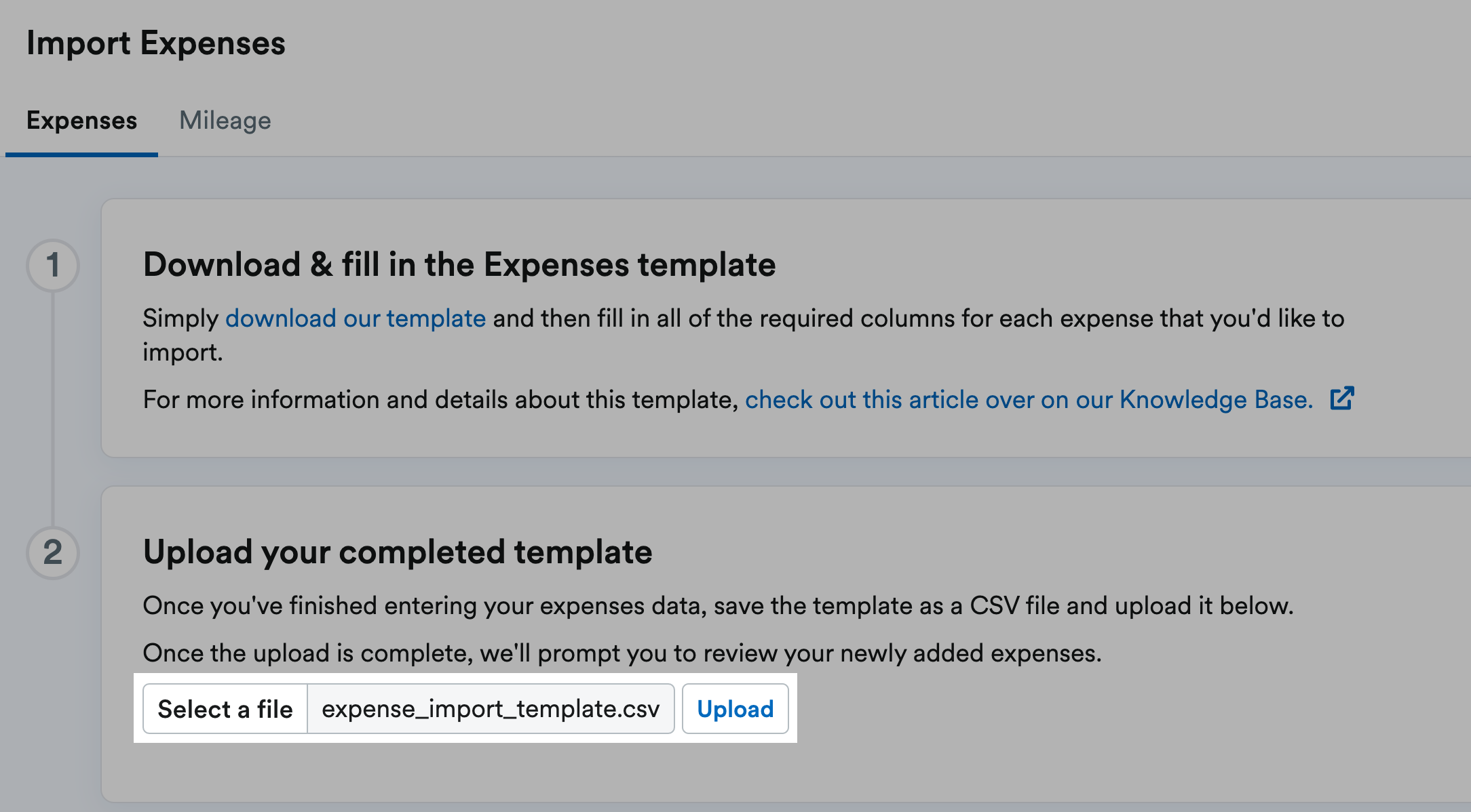 Select a file option highlighted in step 2