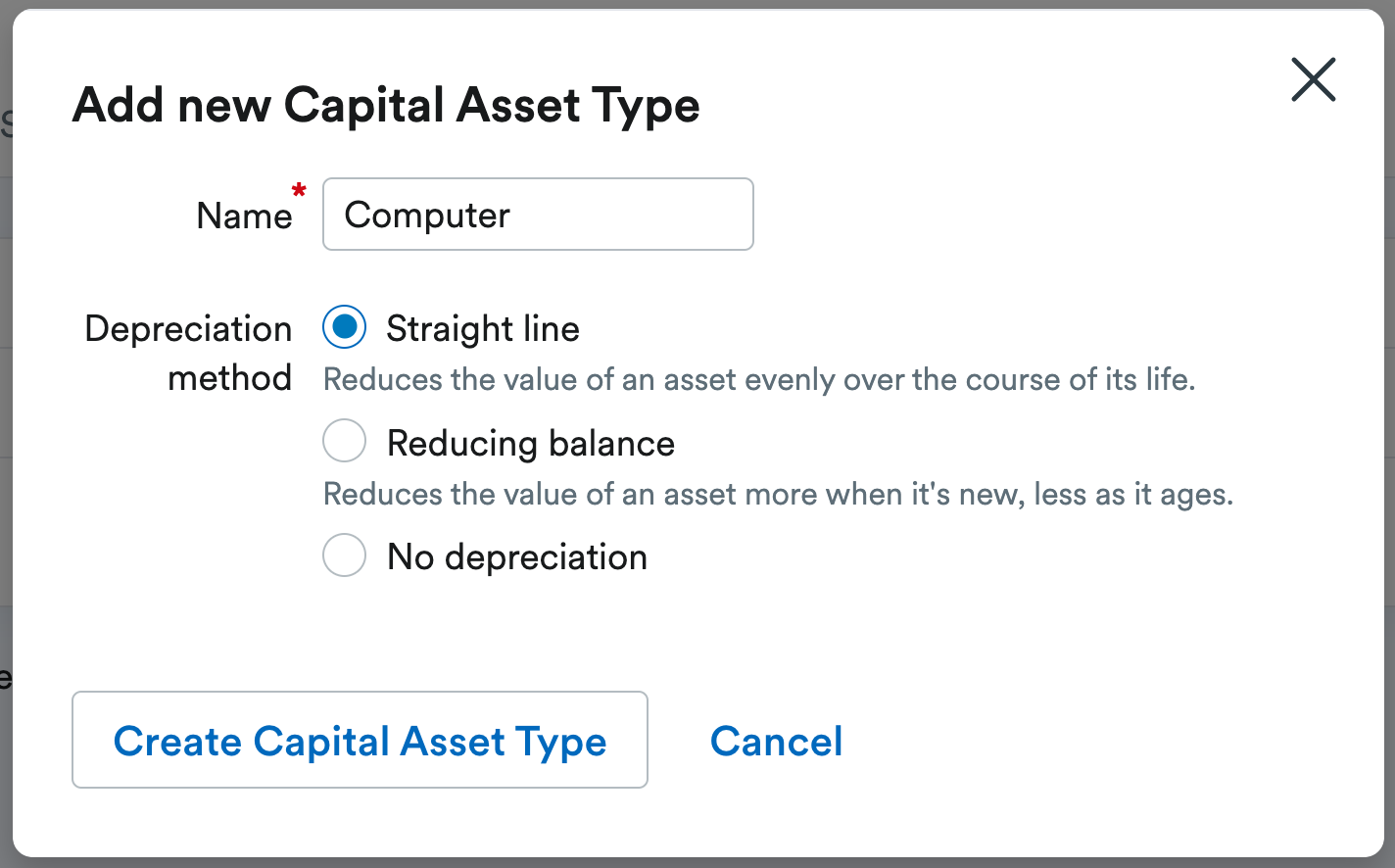 Example of new capital asset being created