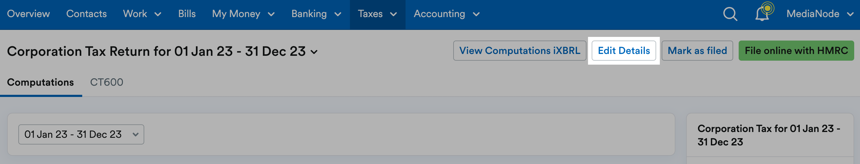 Edit Details button highlighted above the return.