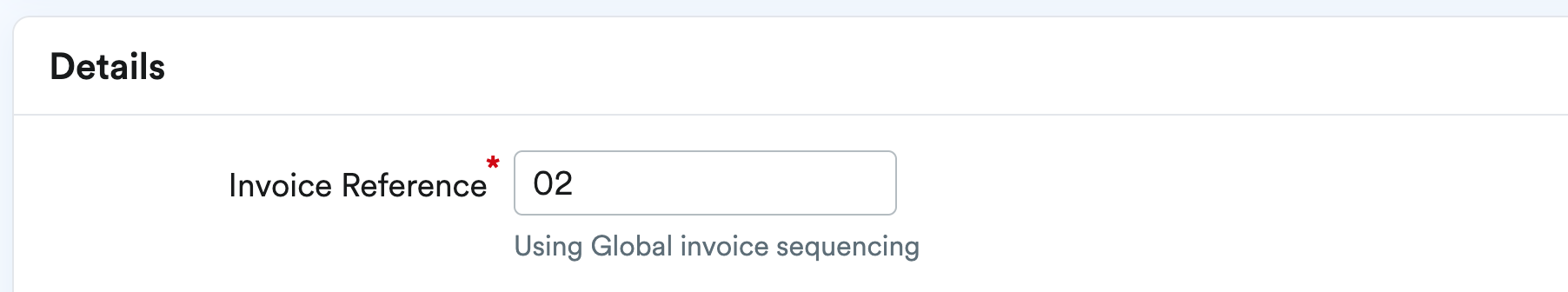 Invoice Reference in Details section.