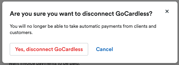 Pop up modal to confirm the disconnection