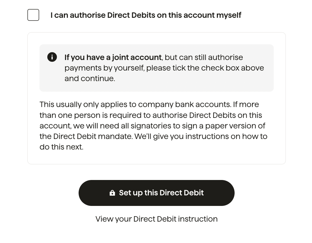 direct debit mandate authorisations
