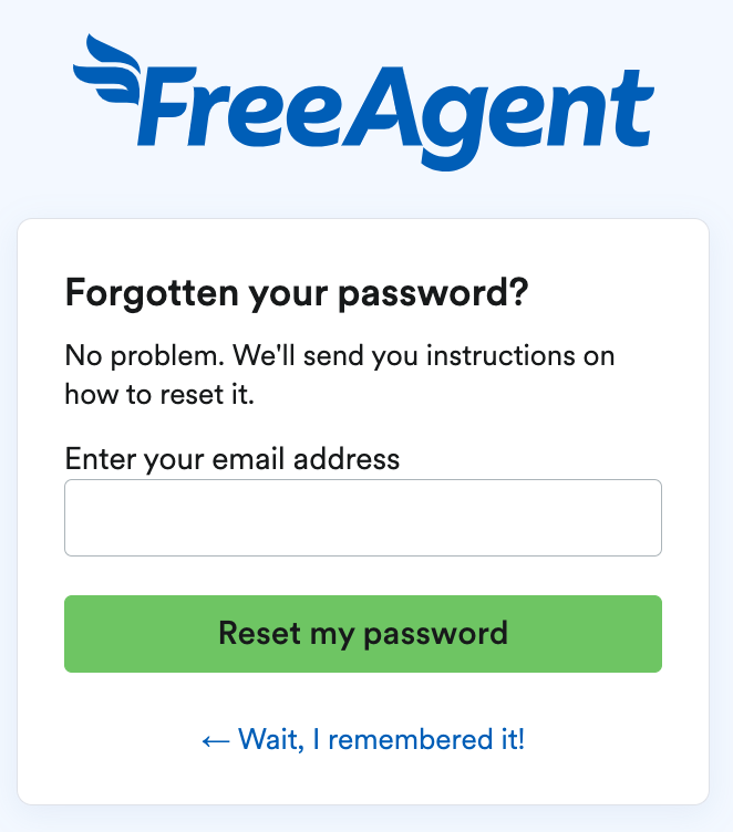 Field to enter email address for password reset link