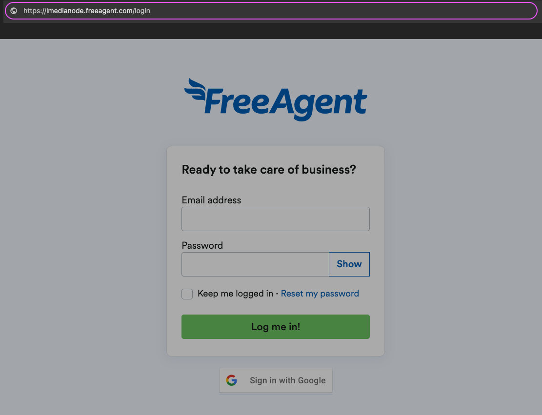 Address bar with custom FreeAgent subdomain highlighted on login page..png
