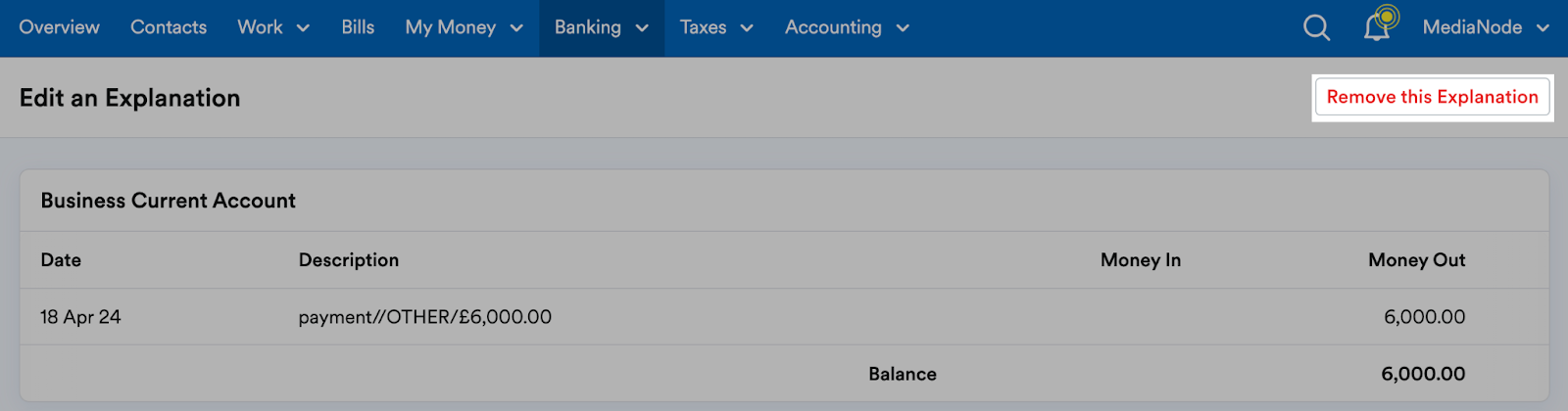 'Remove this Explanation' button highlighted in Edit and Explanation page header.