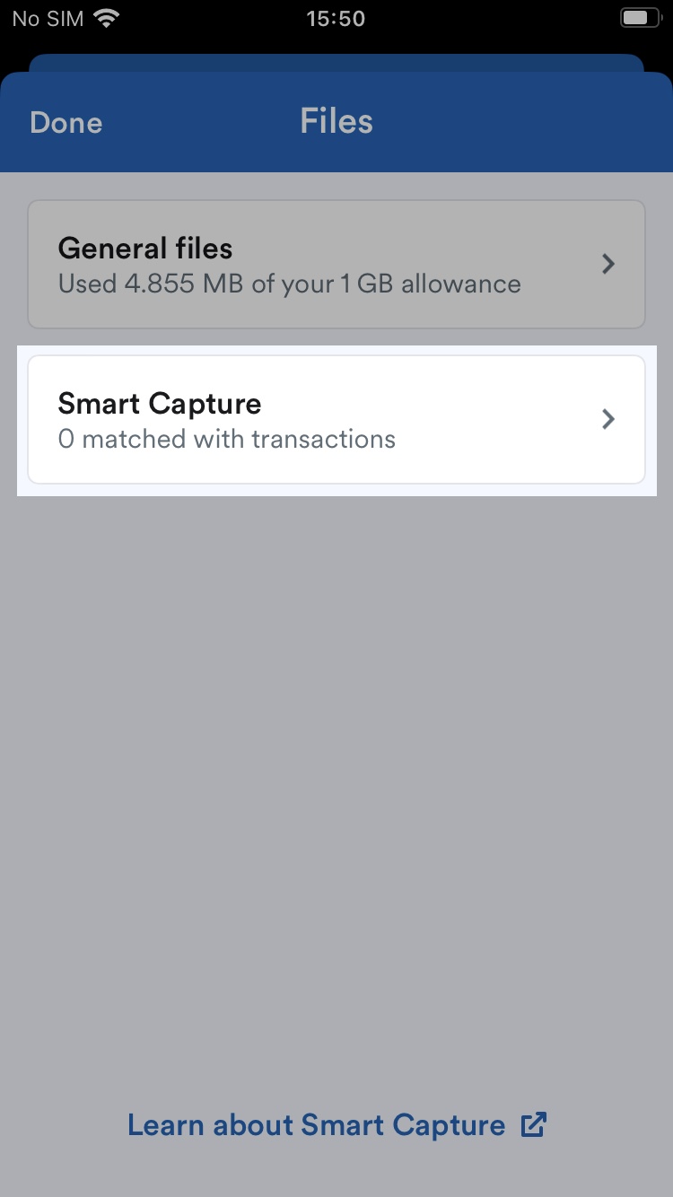 'Smart Capture' highlighted on Files page.