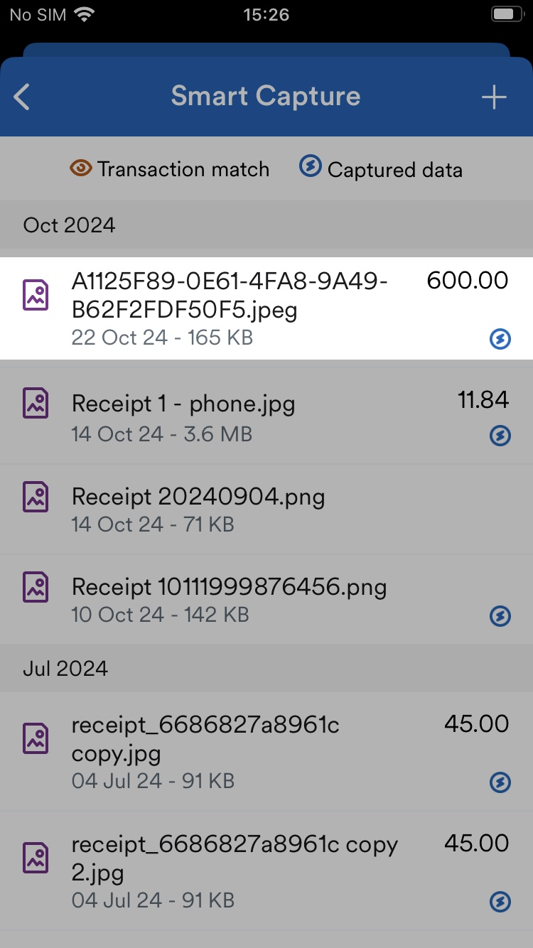Example bill image highlighted on list of image files.
