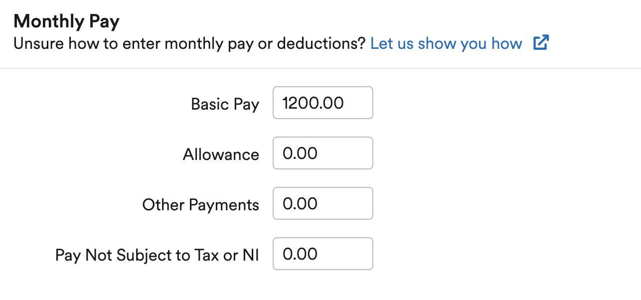 Monthly Pay area showing Basic Pay at a reduced amount.