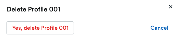 Pop up window asking user to confirm they want to delete the recurring invoice profile.