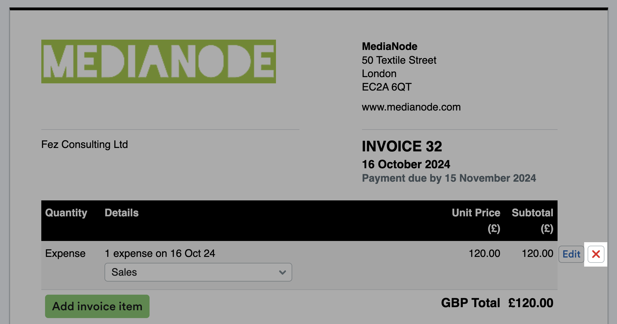 Screenshot showing the cross next to expense line item highlighted.png