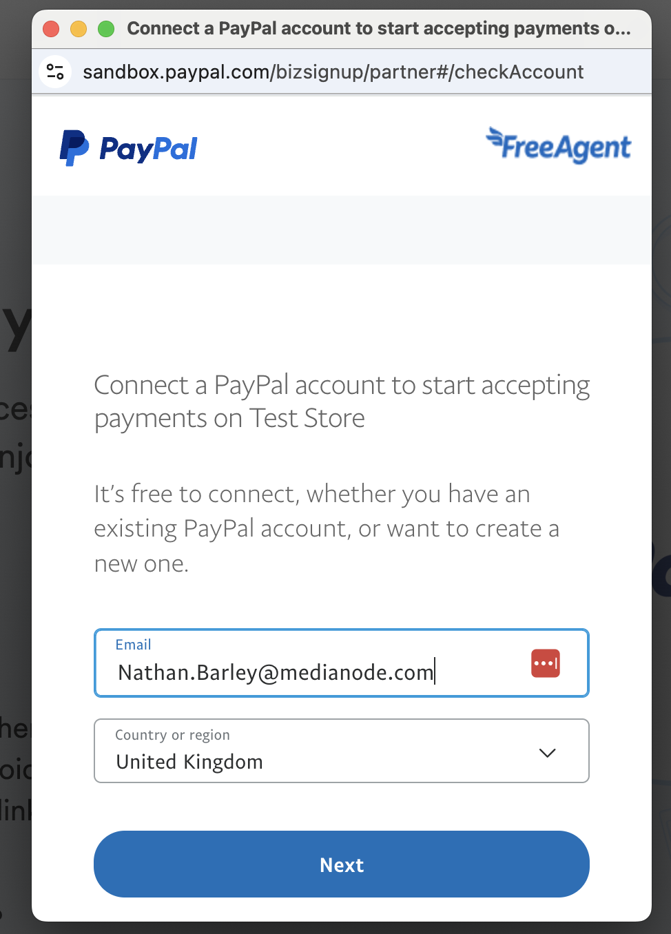 PayPal log in screen