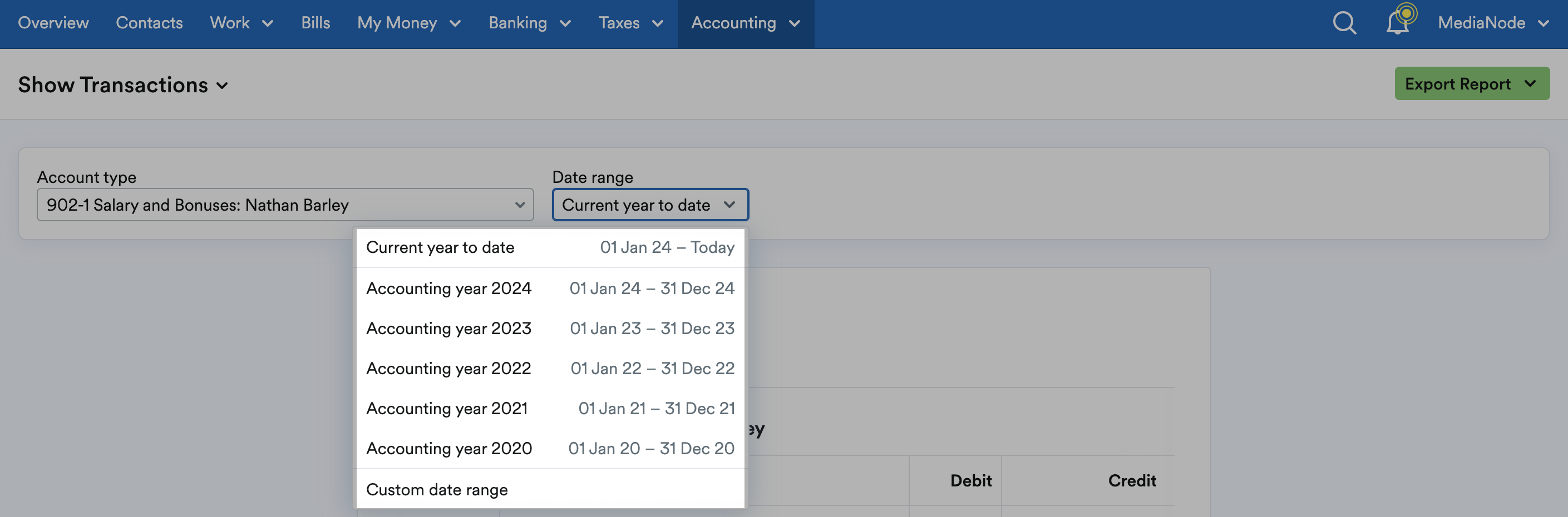 Timeframes listed in drop down menu.