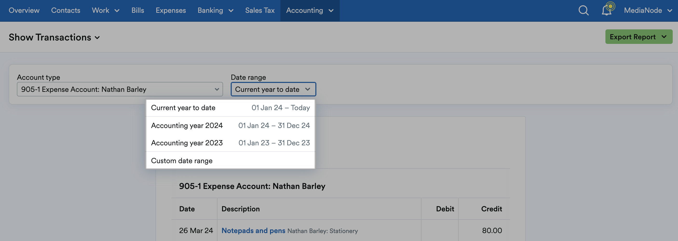 Timeframes listed on drop down menu.