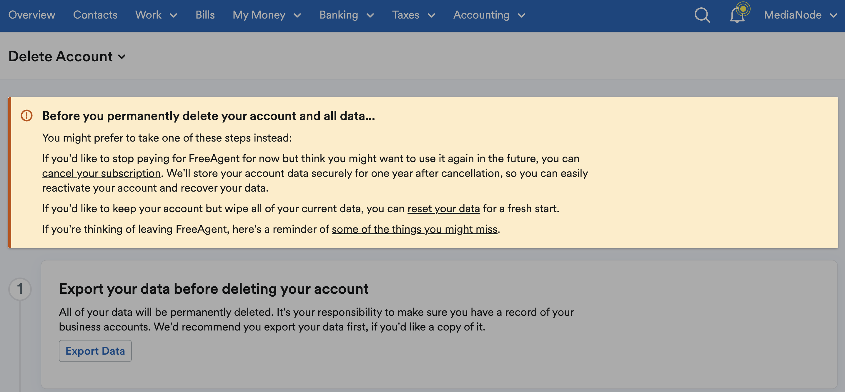 Banner detailing cancelling and resetting options highlighted