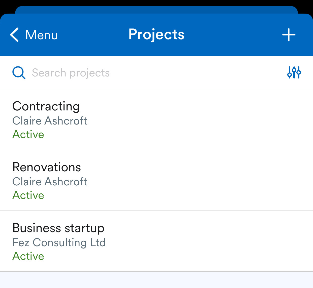 List of projects.